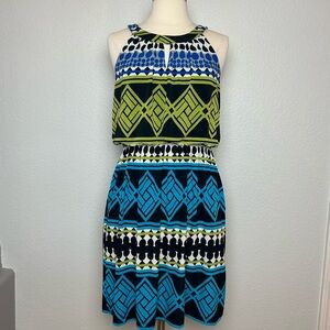 FENN WRIGHT MANSON Summer Dress Women’s Size 6 Geometrical Print Stretch Pockets